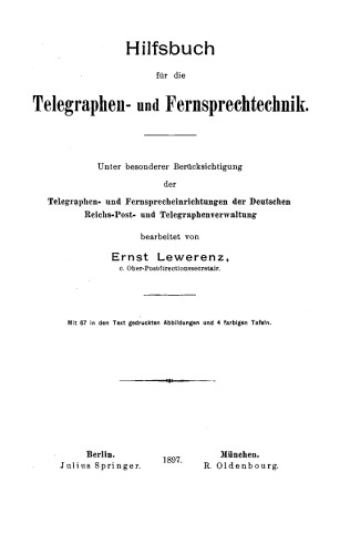 Hilfsbuch für die Telegraphen- und Fernsprechtechnik
