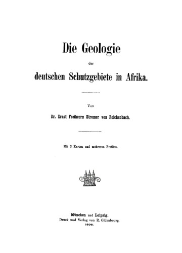 Die Geologie der deutschen Schutzgebiete in Afrika