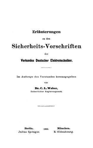 Erläuterungen zu den Sicherheits-Vorschriften des Verbandes Deutscher Elektrotechniker