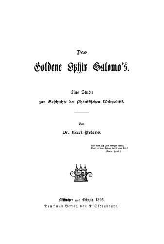Das Goldene Ohpir Salomo’s: Eine Studie zur Geschichte der Phönikischen Weltpolitik