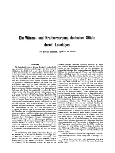 Die Wärme- und Kraftversorgung deutscher Städte durch Leuchtgas