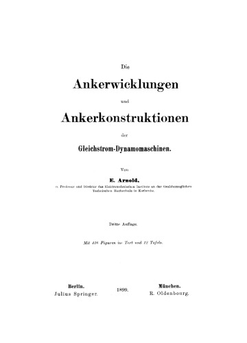 Die Ankerwicklungen und Ankerkonstruktionen der Gleichstrom-Dynamomaschinen