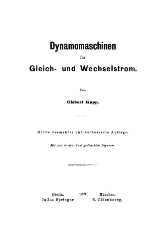 Dynamomaschinen für Gleich- und Wechselstrom und Transformatoren