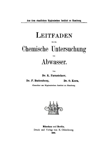 Leitfaden für die chemische Untersuchung von Abwasser