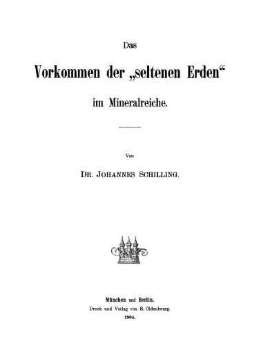 Das Vorkommen der “seltenen Erden” im Mineralreiche