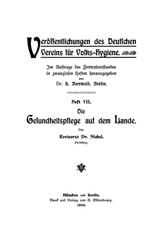 Die Gesundheitspflege auf dem Lande