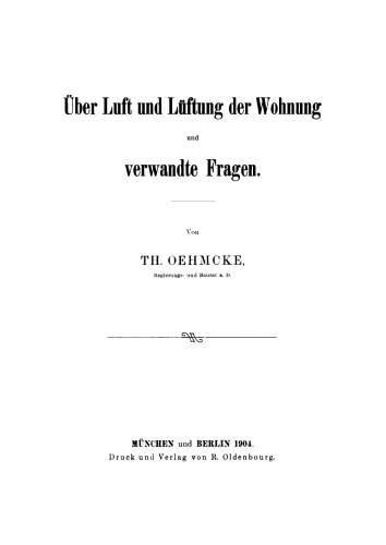 Über Luft und Lüftung der Wohnung und verwandte Fragen