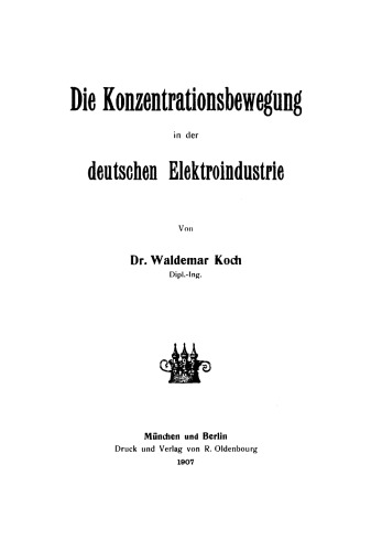 Die Konzentrationsbewegung in der deutschen Elektroindustrie