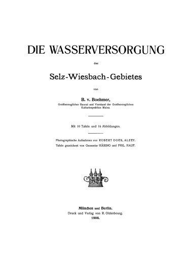 Die Wasserversorgung des Selz-Wiesbach-Gebietes