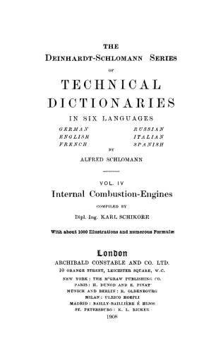 Illustrated Technical Dictionary: Vol. 4 Internal Combustion-Engines