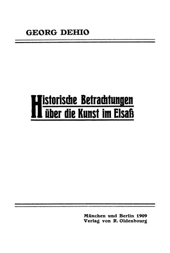 Historische Betrachtungen über die Kunst im Elsaß