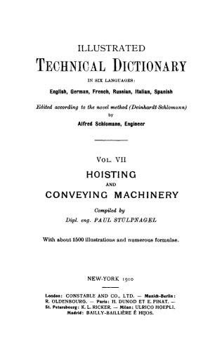 Illustrated Technical Dictionary: Vol. 7 Hoisting and Conveying Machinery