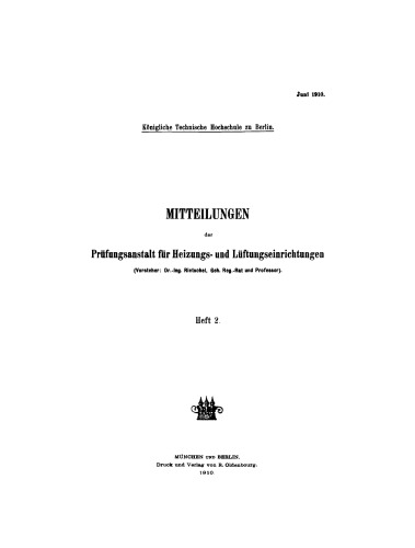 Mitteilungen der Prüfungsanstalt für Heizungs- und Lüftungseinrichtungen: Heft 2
