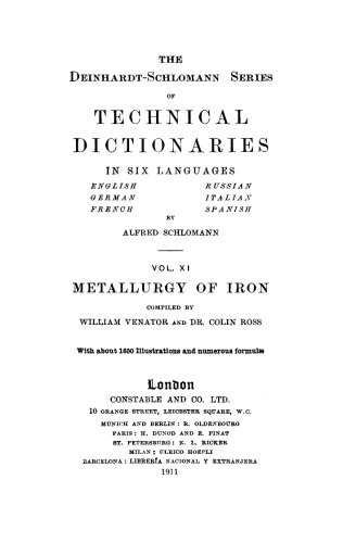 Illustrated Technical Dictionary: Vol. 11 Metallurgy of iron