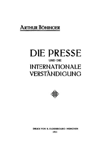 Die Presse und die internationale Verständigung