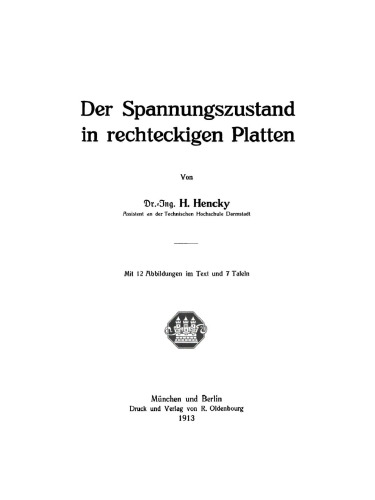 Der Spannungszustand in rechteckigen Platten