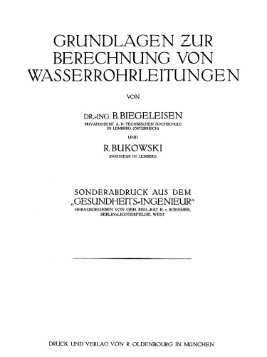 Grundlagen zur Berechnung von Wasserrohrleitungen