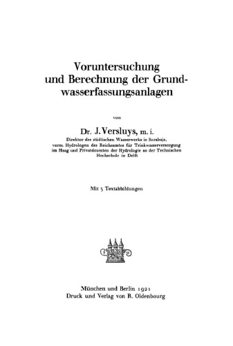 Voruntersuchung und Berechnung der Grundwasserfassungsanlagen