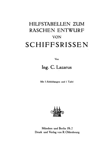 Hilfstabellen zum raschen Entwurf von Schiffsrissen
