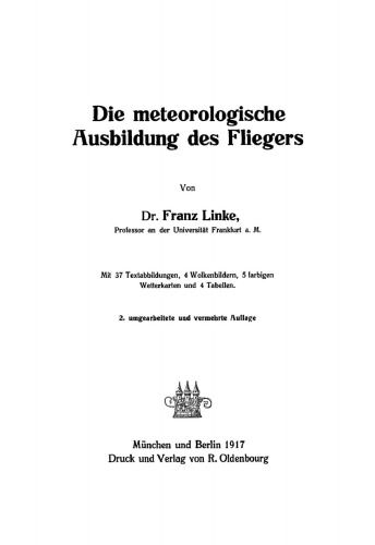 Die meteorologische Ausbildung des Fliegers