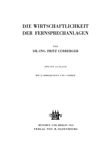 Die Wirtschaftlichkeit der Fernsprechanlagen
