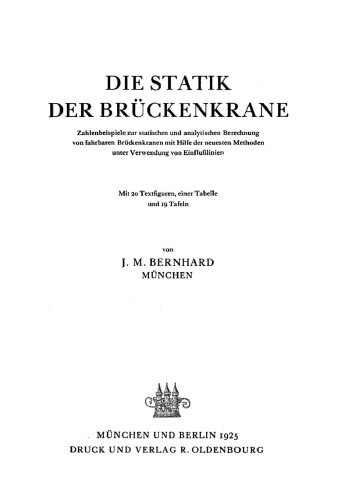 Die Statik der Brückenkrane