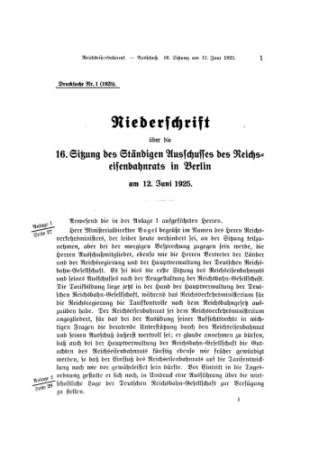 Verhandlungen des Reichseisenbahnrats: Heft 13/1925