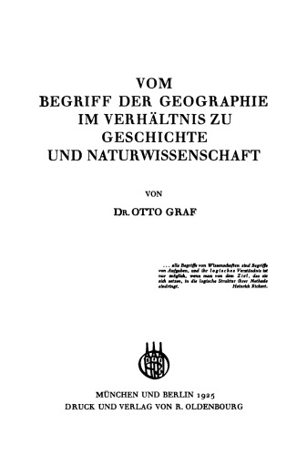 Vom Begriff der Geographie im Verhältnis zu Geschichte und Naturwissenschaft