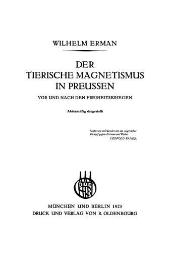 Der Tierische Magnetismus in Preussen: Vor und nach den Freiheitskriegen