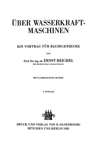 Über Wasserkraftmaschinen: Ein Vortrag für Bauingenieure