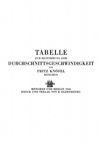 Tabelle zur Bestimmung der Durchschnittsgeschwindigkeit