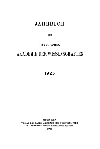 Jahrbuch/ Bayerische Akademie der Wissenschaften: 1925