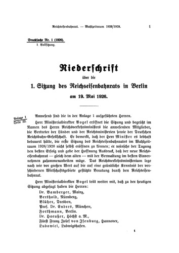 Verhandlungen des Reichseisenbahnrats: Heft 14/1926