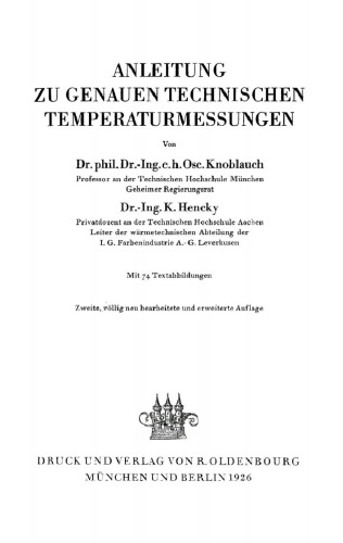 Anleitung zu genauen technischen Temperaturmessungen