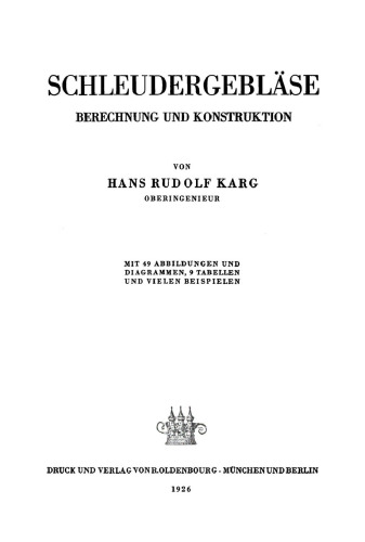 Schleudergebläse: Berechnung und Konstruktion