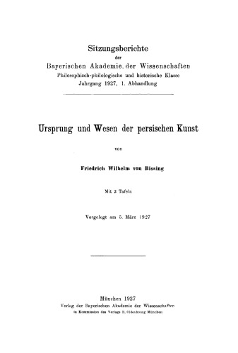 Ursprung und Wesen der persischen Kunst