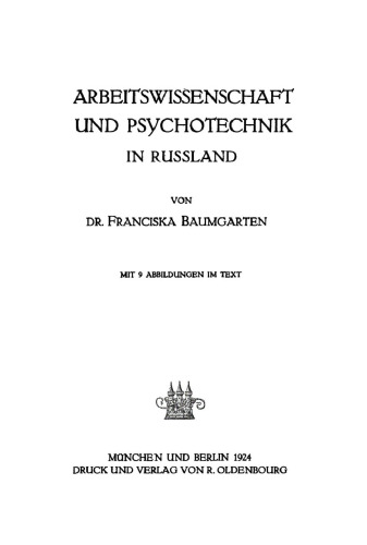 Arbeitswissenschaft und Psychotechnik in Russland