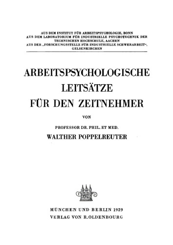 Arbeitspsychologische Leitsätze für den Zeitnehmer