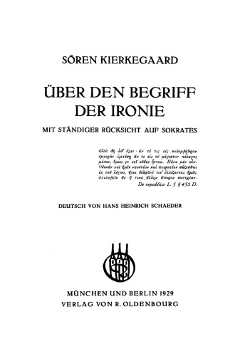 Über den Begriff der Ironie: Mit ständiger Rücksicht auf Sokrates