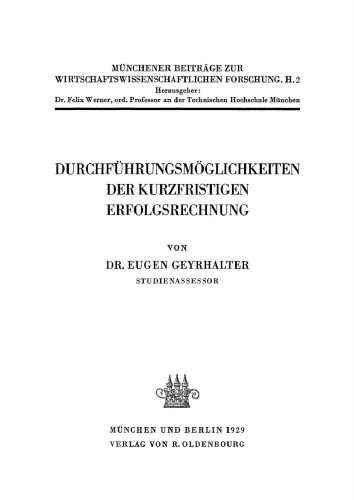 Durchführungsmöglichkeiten der kurzfristigen Erfolgsrechnung