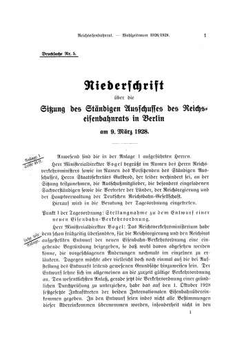 Verhandlungen des Reichseisenbahnrats: Heft 18/1928