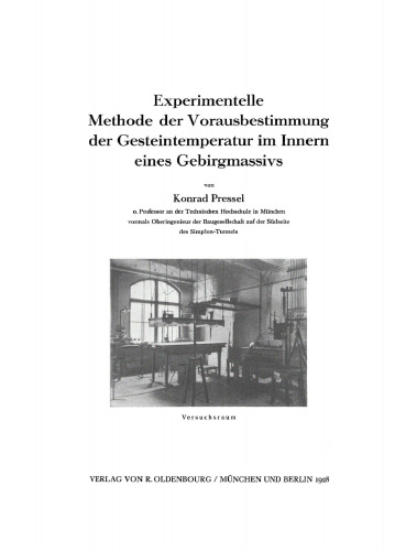 Experimentelle Methode der Vorausbestimmung der Gesteintemperatur im Innern eines Gebirgmassivs