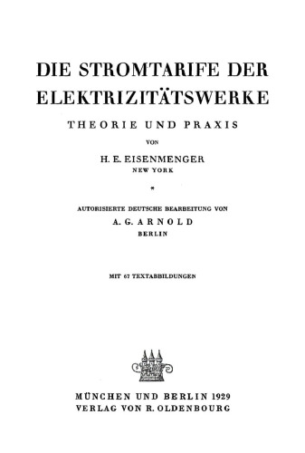 Die Stromtarife der Elektrizitätswerke: Theorie und Praxis