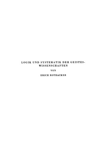 Logik und Systematik der Geisteswissenschaften