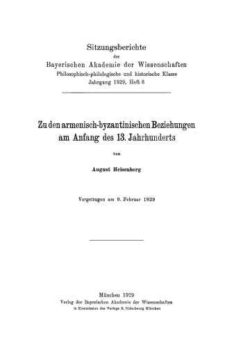 Zu den armenisch-byzantinischen Beziehungen am Anfang des 13. Jahrhunderts