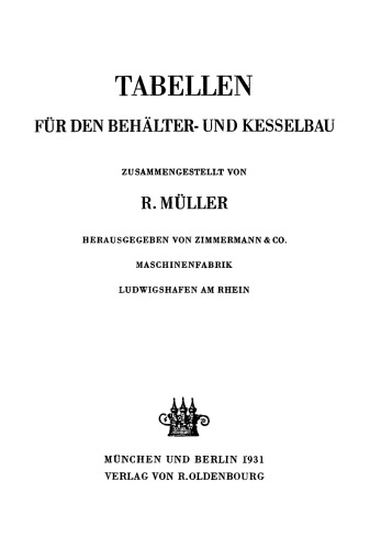 Tabellen für den Behälter- und Kesselbau