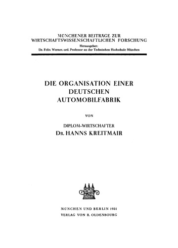 Die Organisation einer deutschen Automobilfabrik