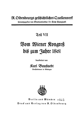 Vom Wiener Kongreß bis zum Jahre 1861
