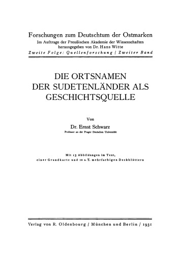 Die Ortsnamen der Sudetenländer als Geschichtsquelle