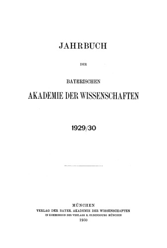 Jahrbuch/ Bayerische Akademie der Wissenschaften: 1929/1930